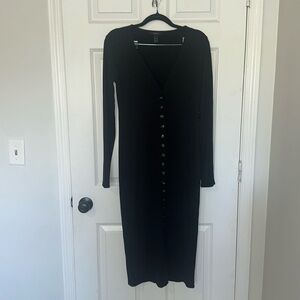 Black button-down sweater dress
